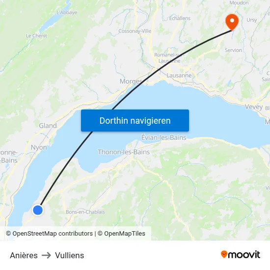 Anières to Vulliens map