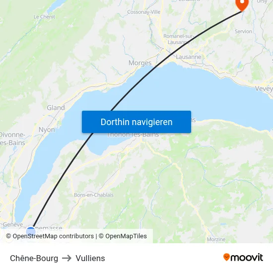 Chêne-Bourg to Vulliens map