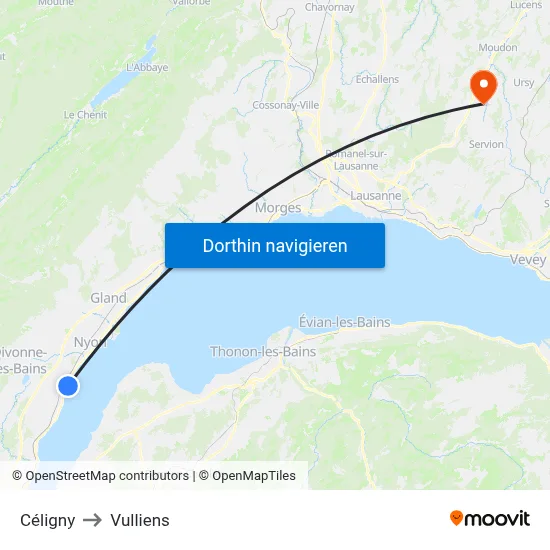 Céligny to Vulliens map