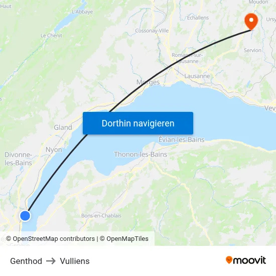Genthod to Vulliens map