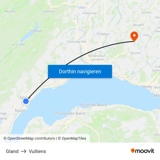 Gland to Vulliens map