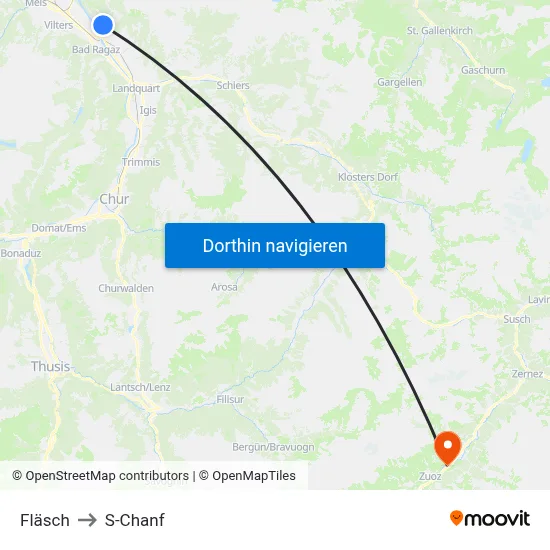 Fläsch to S-Chanf map