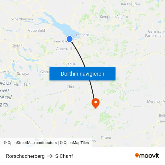 Rorschacherberg to S-Chanf map