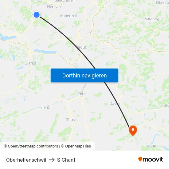 Oberhelfenschwil to S-Chanf map