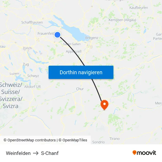 Weinfelden to S-Chanf map
