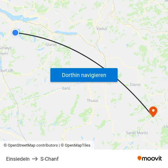 Einsiedeln to S-Chanf map