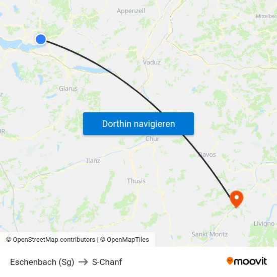 Eschenbach (Sg) to S-Chanf map