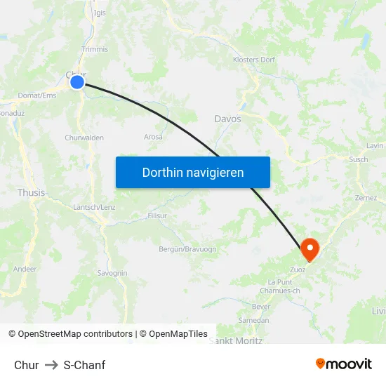 Chur to S-Chanf map