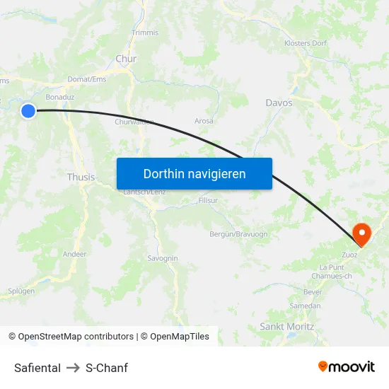 Safiental to S-Chanf map