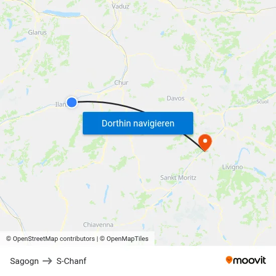 Sagogn to S-Chanf map