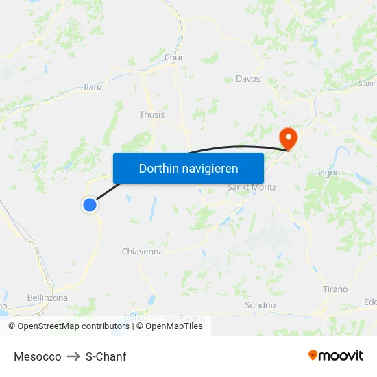 Mesocco to S-Chanf map