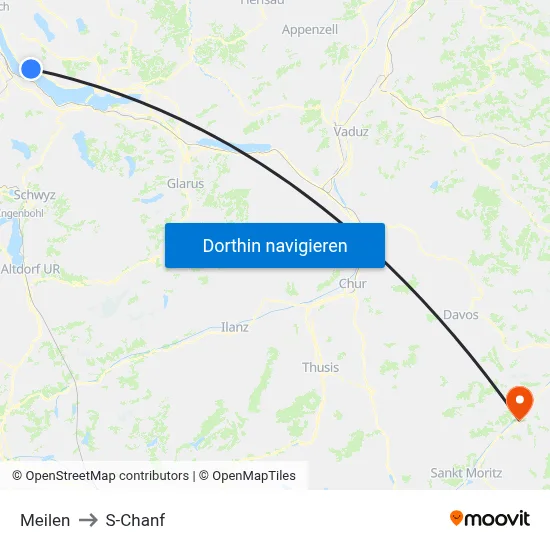 Meilen to S-Chanf map