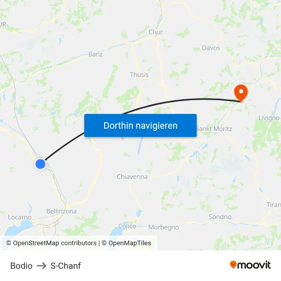 Bodio to S-Chanf map