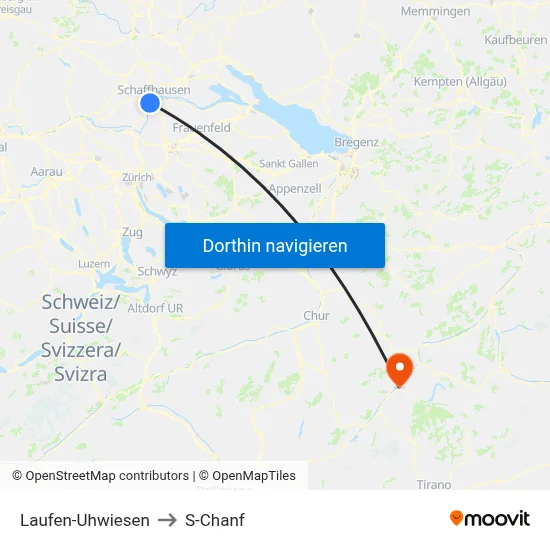 Laufen-Uhwiesen to S-Chanf map