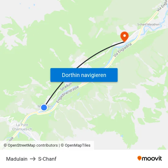Madulain to S-Chanf map