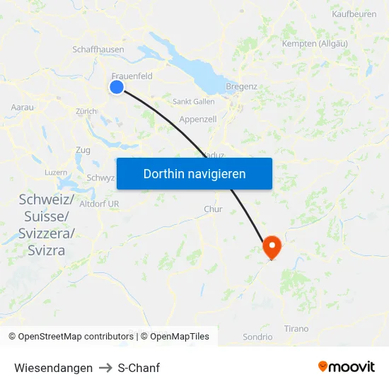 Wiesendangen to S-Chanf map