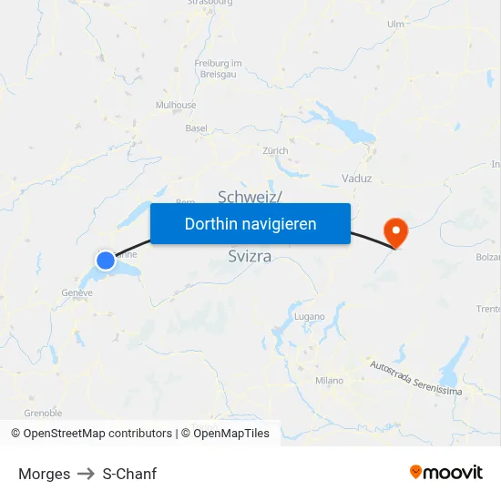Morges to S-Chanf map