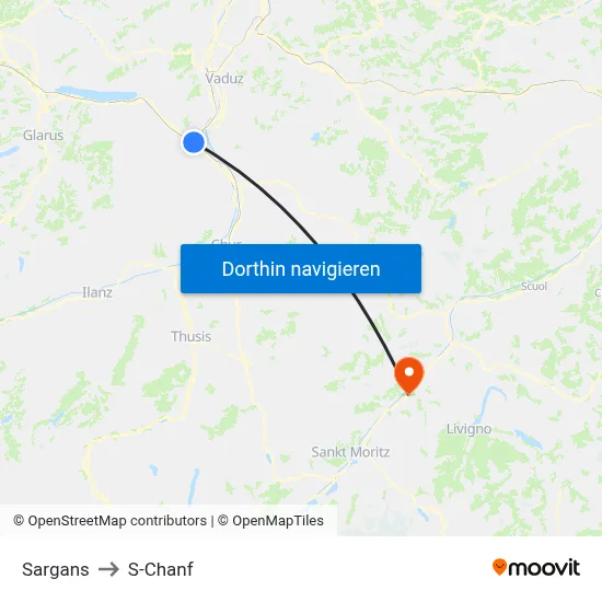 Sargans to S-Chanf map