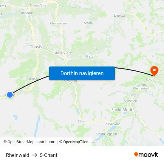 Rheinwald to S-Chanf map