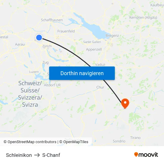 Schleinikon to S-Chanf map