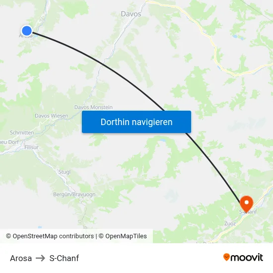 Arosa to S-Chanf map