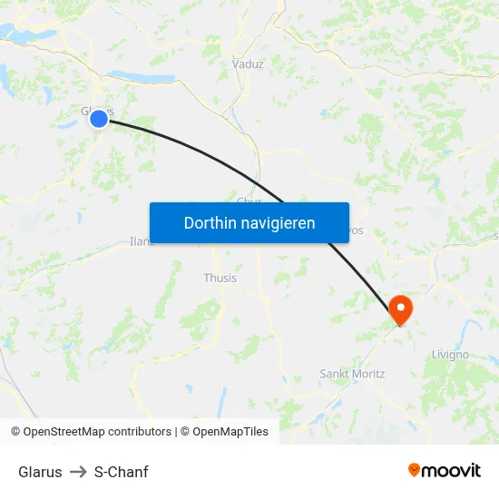 Glarus to S-Chanf map