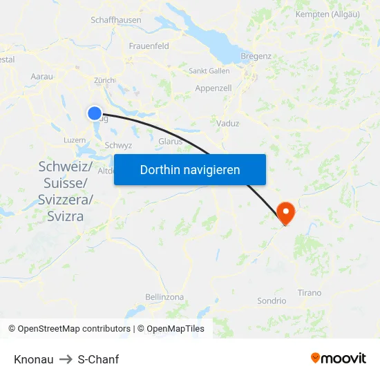 Knonau to S-Chanf map