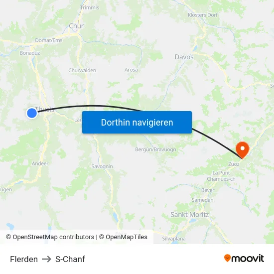 Flerden to S-Chanf map