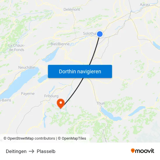 Deitingen to Plasselb map