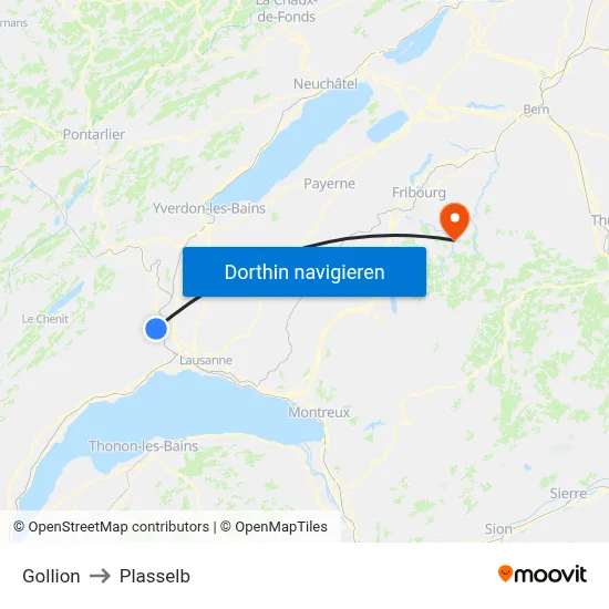 Gollion to Plasselb map