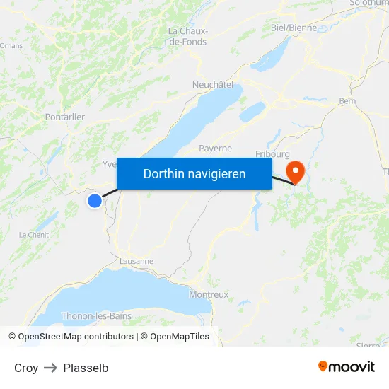 Croy to Plasselb map
