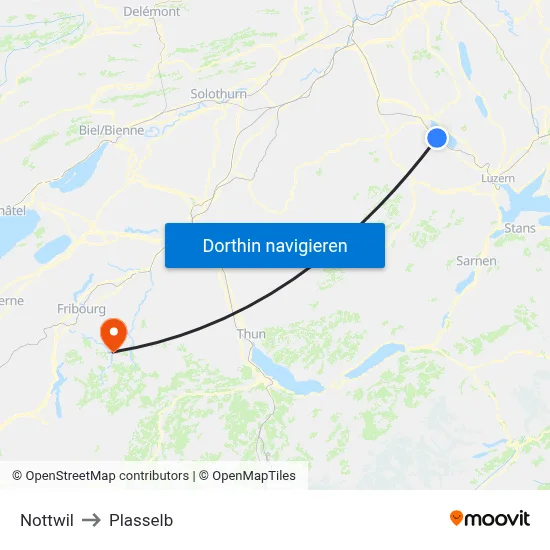 Nottwil to Plasselb map
