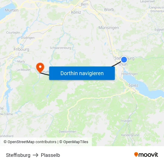 Steffisburg to Plasselb map