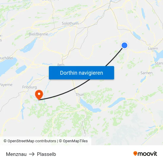 Menznau to Plasselb map