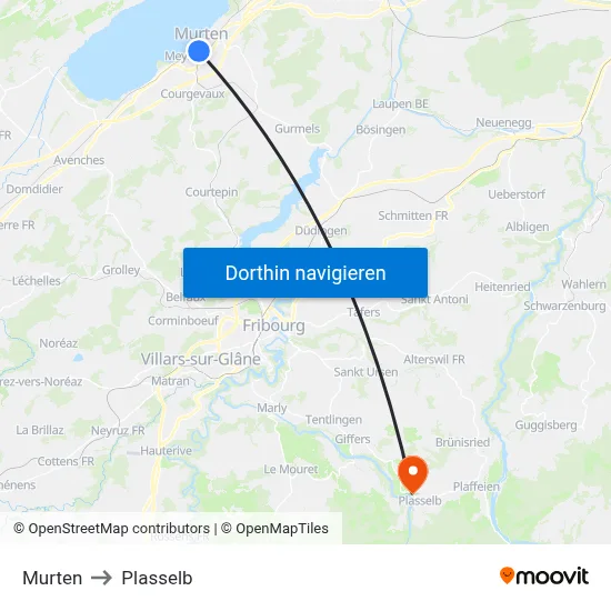 Murten to Plasselb map