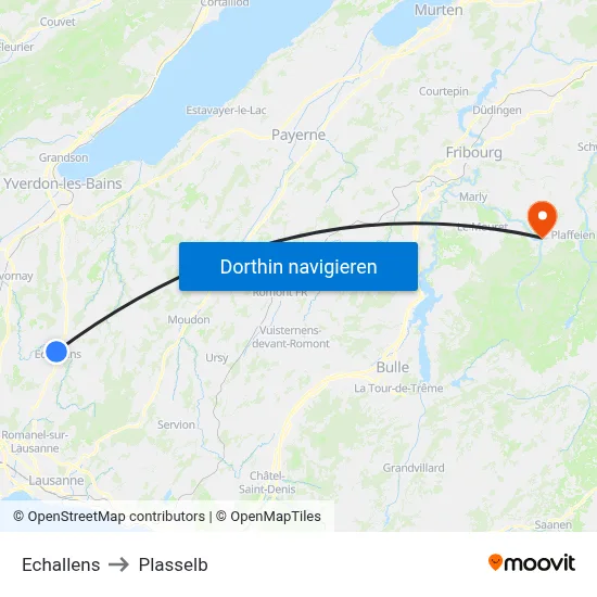 Echallens to Plasselb map