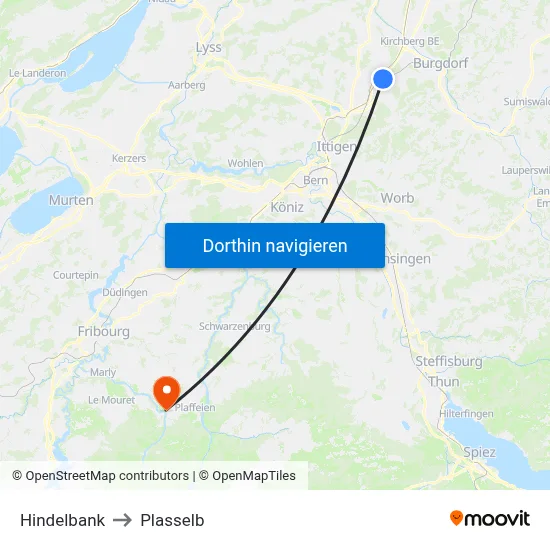 Hindelbank to Plasselb map