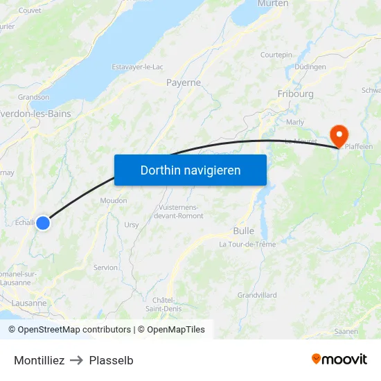 Montilliez to Plasselb map