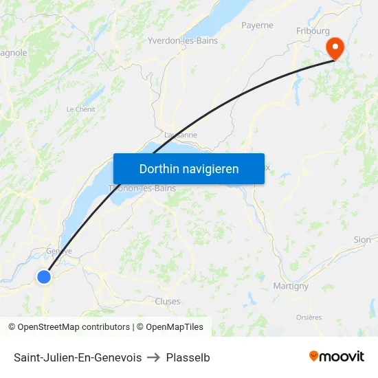 Saint-Julien-En-Genevois to Plasselb map