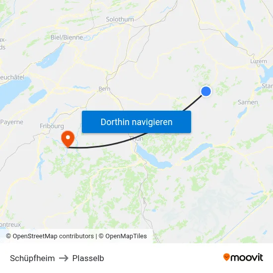Schüpfheim to Plasselb map