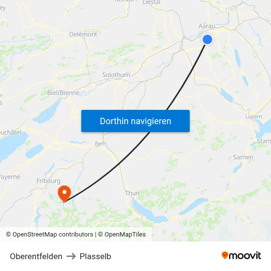 Oberentfelden to Plasselb map