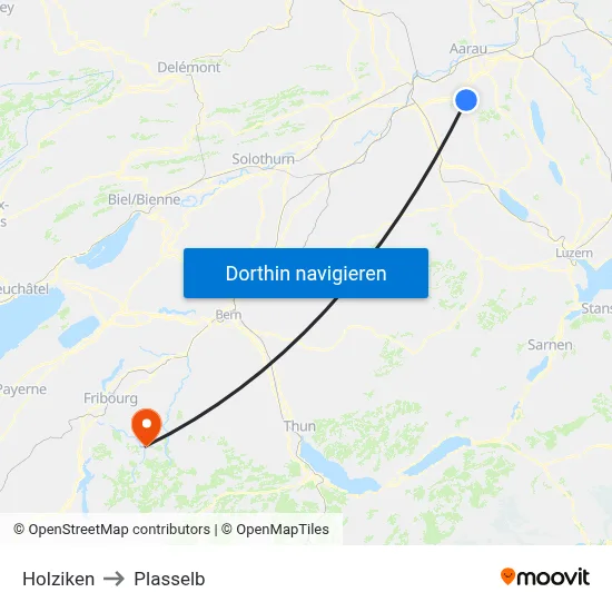 Holziken to Plasselb map