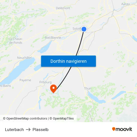Luterbach to Plasselb map