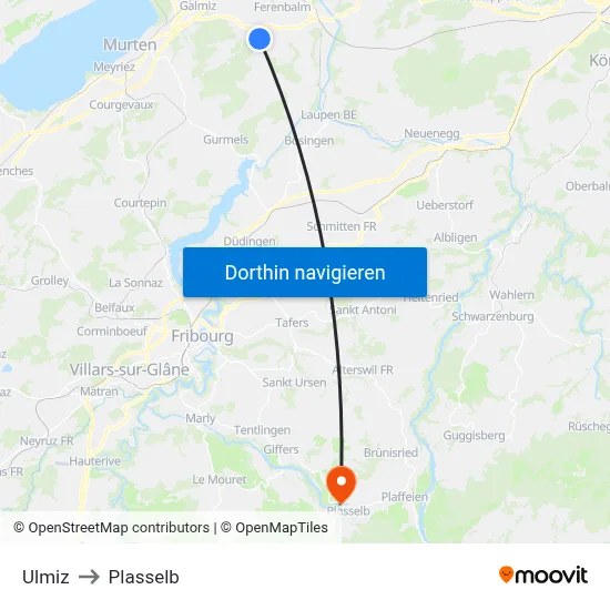Ulmiz to Plasselb map