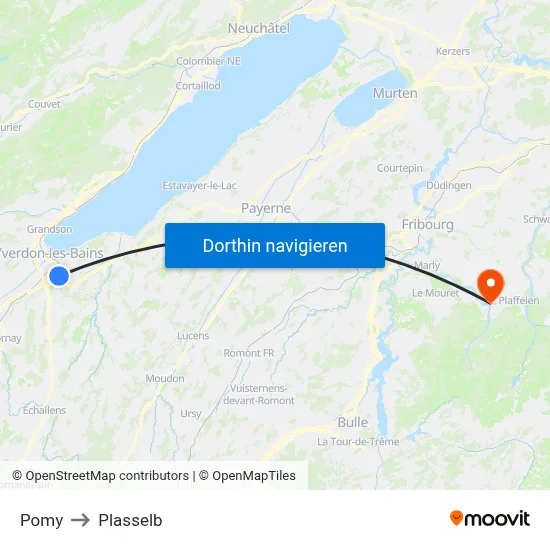 Pomy to Plasselb map