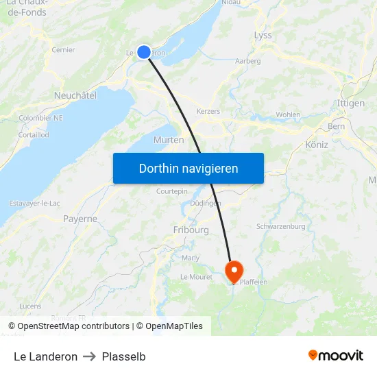 Le Landeron to Plasselb map