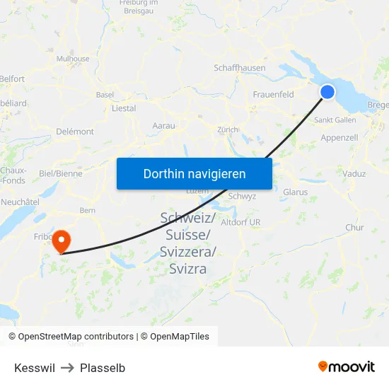 Kesswil to Plasselb map