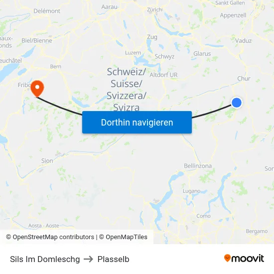 Sils Im Domleschg to Plasselb map