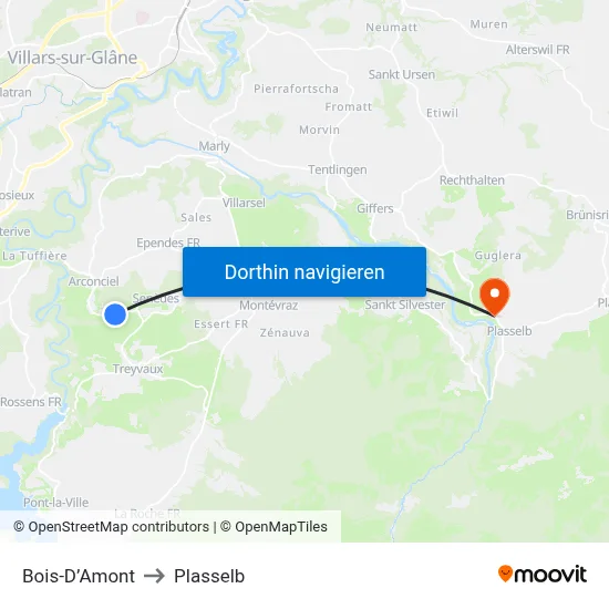 Bois-D’Amont to Plasselb map