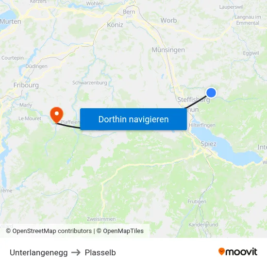 Unterlangenegg to Plasselb map